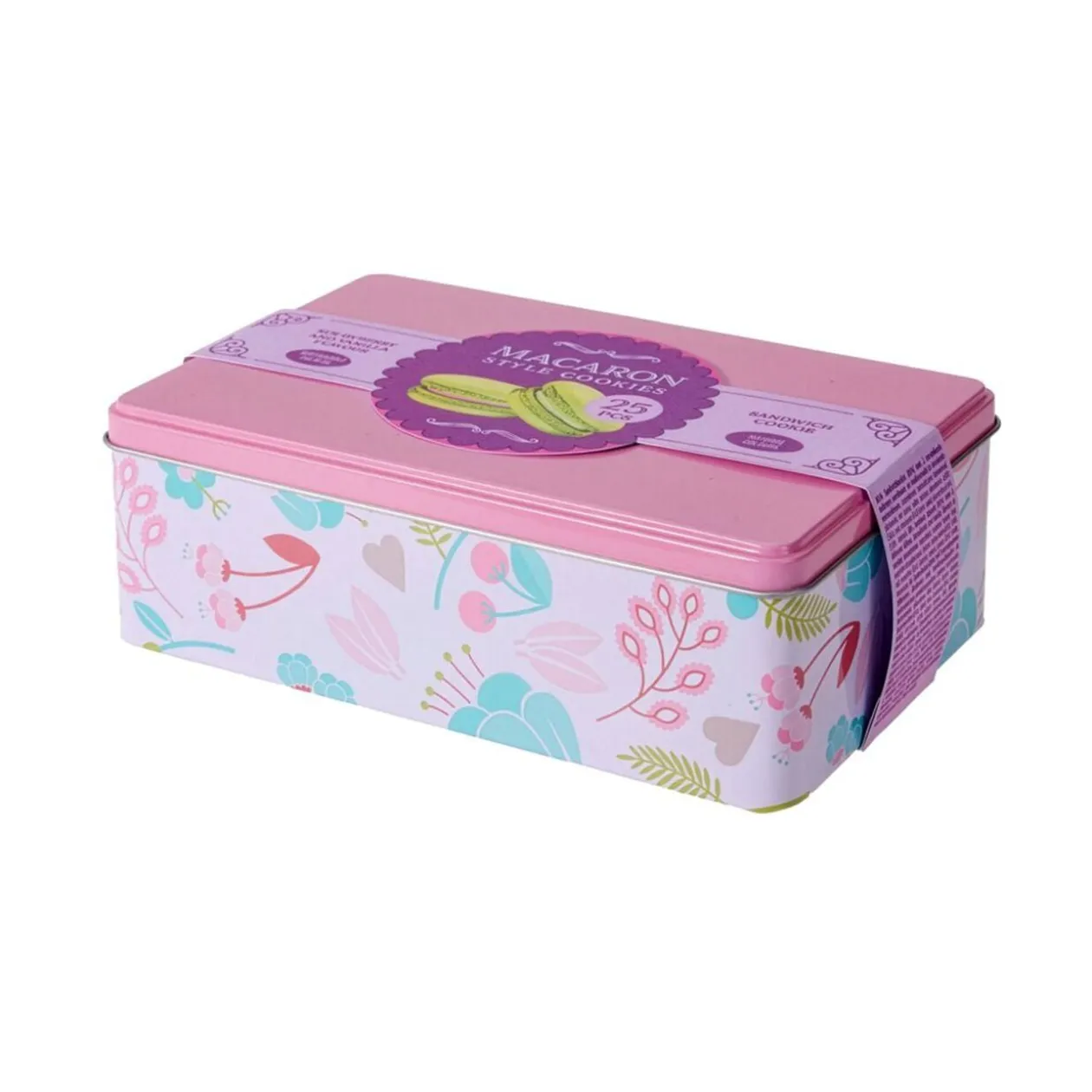 Biscuits macarons 160gr boîte métal 20x13xH7cm (2 modèles)
