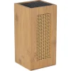 Bloc couteau de cuisine en bois et bambou face effet rotin tressé 11x11xH22cm