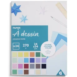 Bloc de 24 feuilles à dessin 24x34cm papier multicolore 270g < Gifi Best