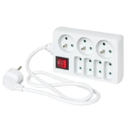 Bloc multiprise blanc interrupteur 7 prises