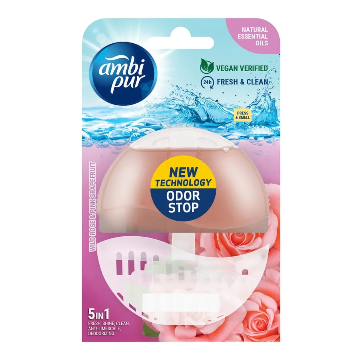 Bloc WC Ambi Pur 5 en 1 rose sauvage et pamplemousse rose - 55 ml