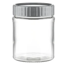 Bocal alimentaire en verre x2 couvercle plastique gris Ø8xH10,5cm < Gifi Hot
