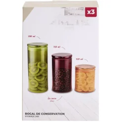 Bocal alimentaire x3 verre coloré Ø9 < Gifi Discount