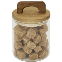 Bocal de conservation 500ml en verre avec couvercle en bois Ø9,5xH10cm < Gifi Discount