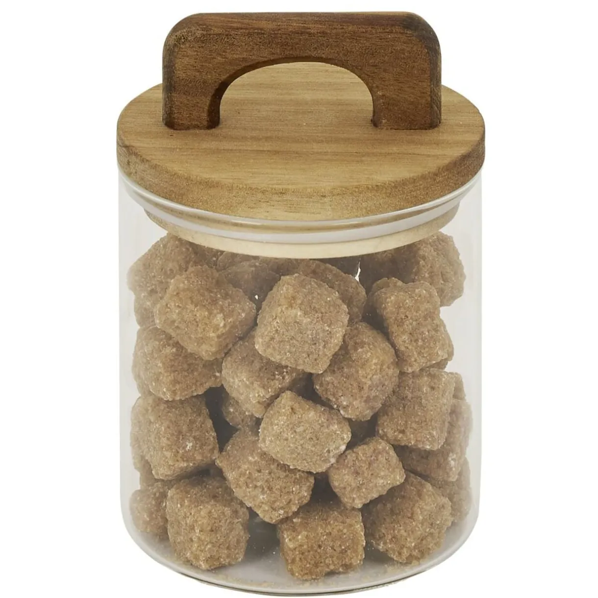 Bocal de conservation 500ml en verre avec couvercle en bois Ø9,5xH10cm < Gifi Discount