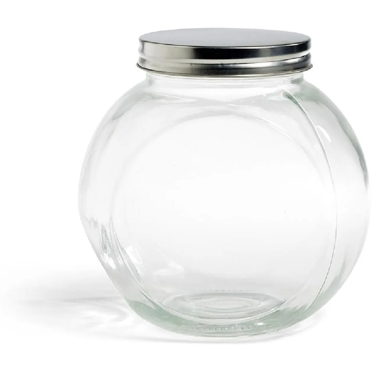 Bocal en verre 1.5L transparent couvercle métal 16x11,5xH16cm