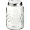 Bocal hermétique rond transparent avec couvercle en métal H13 cm