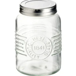 Bocal hermétique rond transparent avec couvercle en métal H13 cm