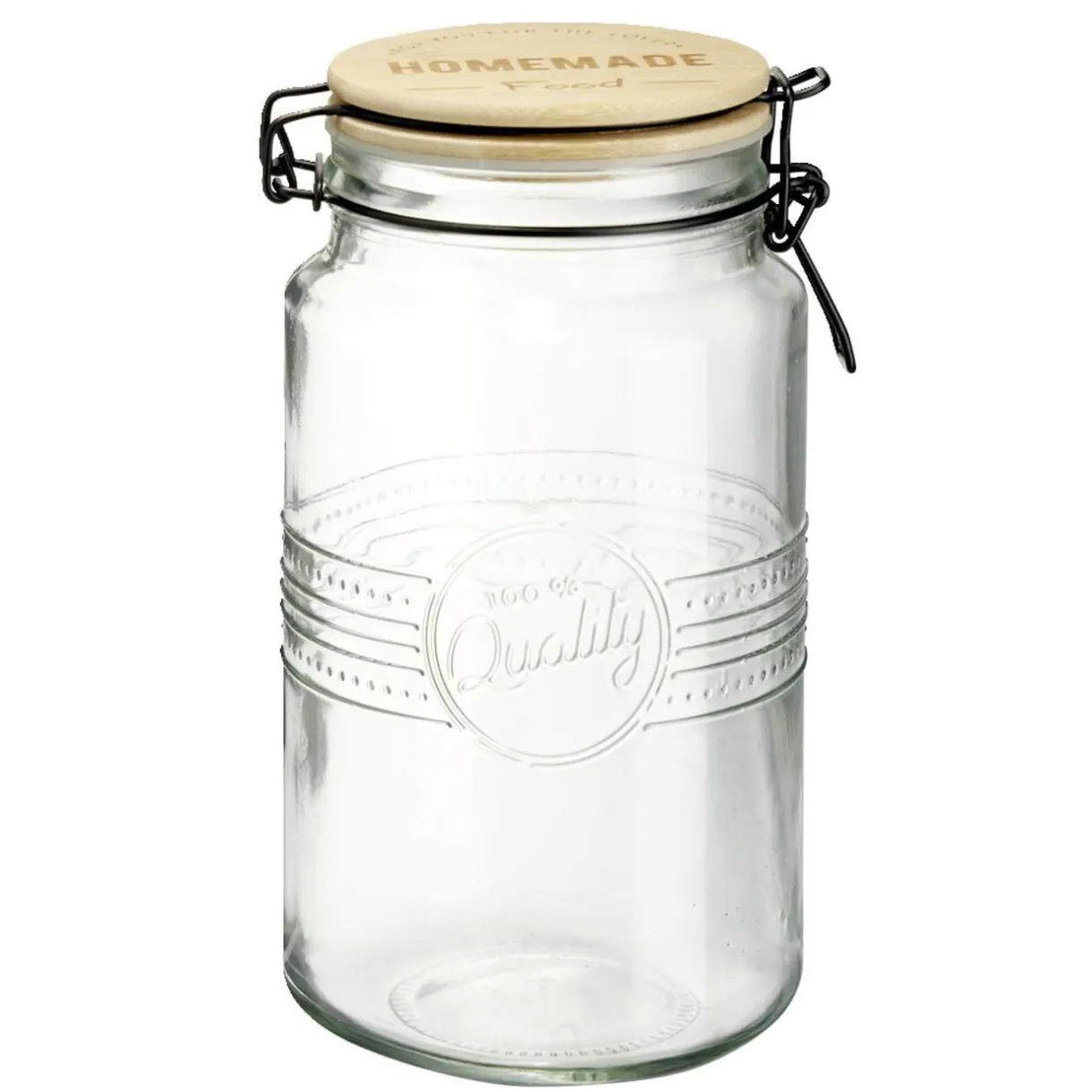 Bocal hermétique rond transparent avec couvercle en bambou H20 cm < Gifi Best