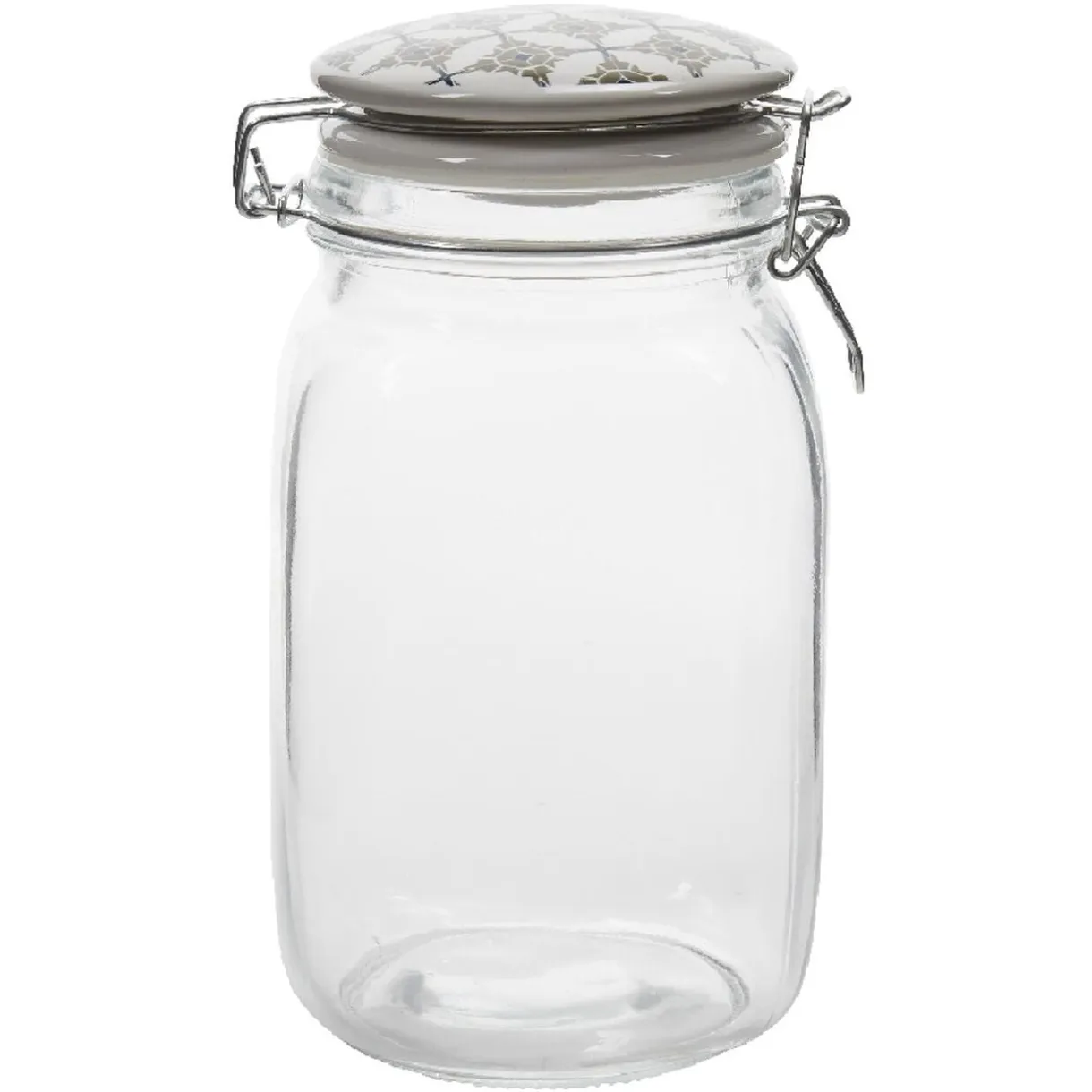 Bocal transparent avec couvercle design carreau de ciment 1,5 L < Gifi Hot