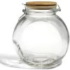 Bocal verre transparent 2,1L avec couvercle bambou et clip en fer