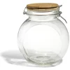 Bocal verre transparent 1,6L avec couvercle bambou et clip en fer < Gifi New