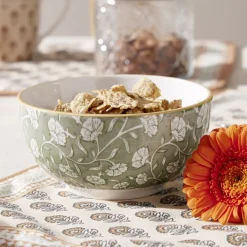 Bol céramique motif floral vert Ø12,5xH6cm < Gifi Online