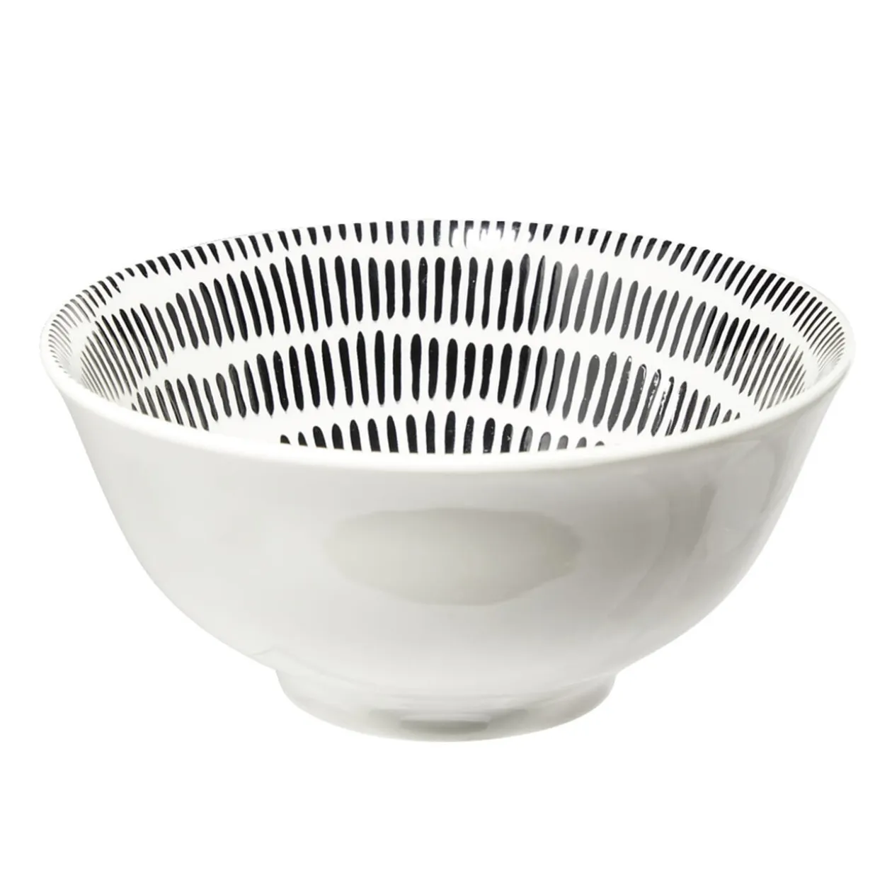 Bol Dakar en porcelaine blanc et motif noir Ø16xH7,8cm