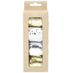 Bolduc métallisé blanc doré argenté x4