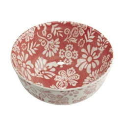 Bol Indie porcelaine motif floral bicolore Ø14xH6,5cm (3 modèles)