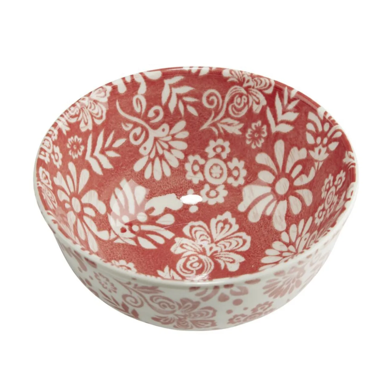 Bol Indie porcelaine motif floral bicolore Ø14xH6,5cm (3 modèles)