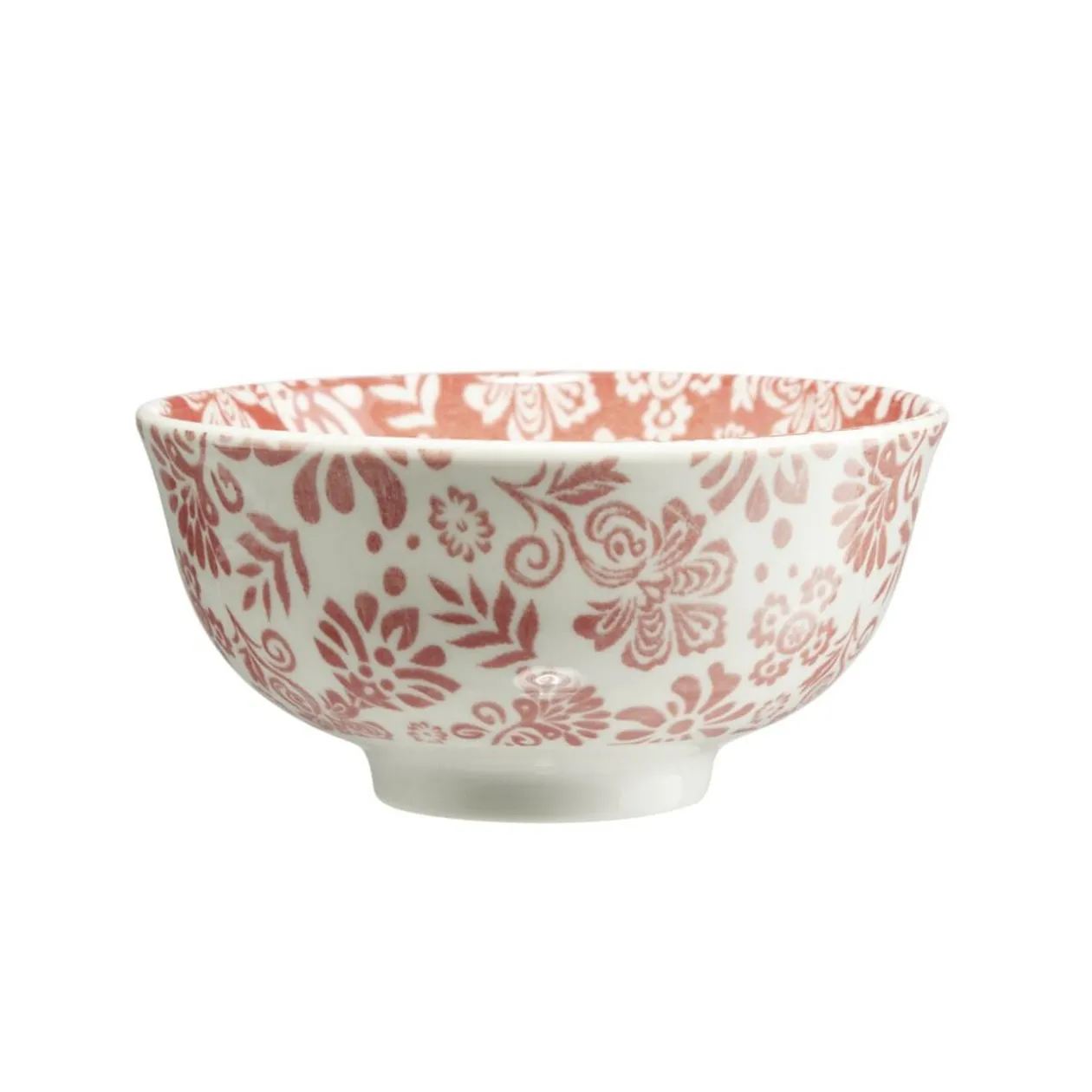 Bol Indie porcelaine motif floral bicolore Ø14xH6,5cm (3 modèles)