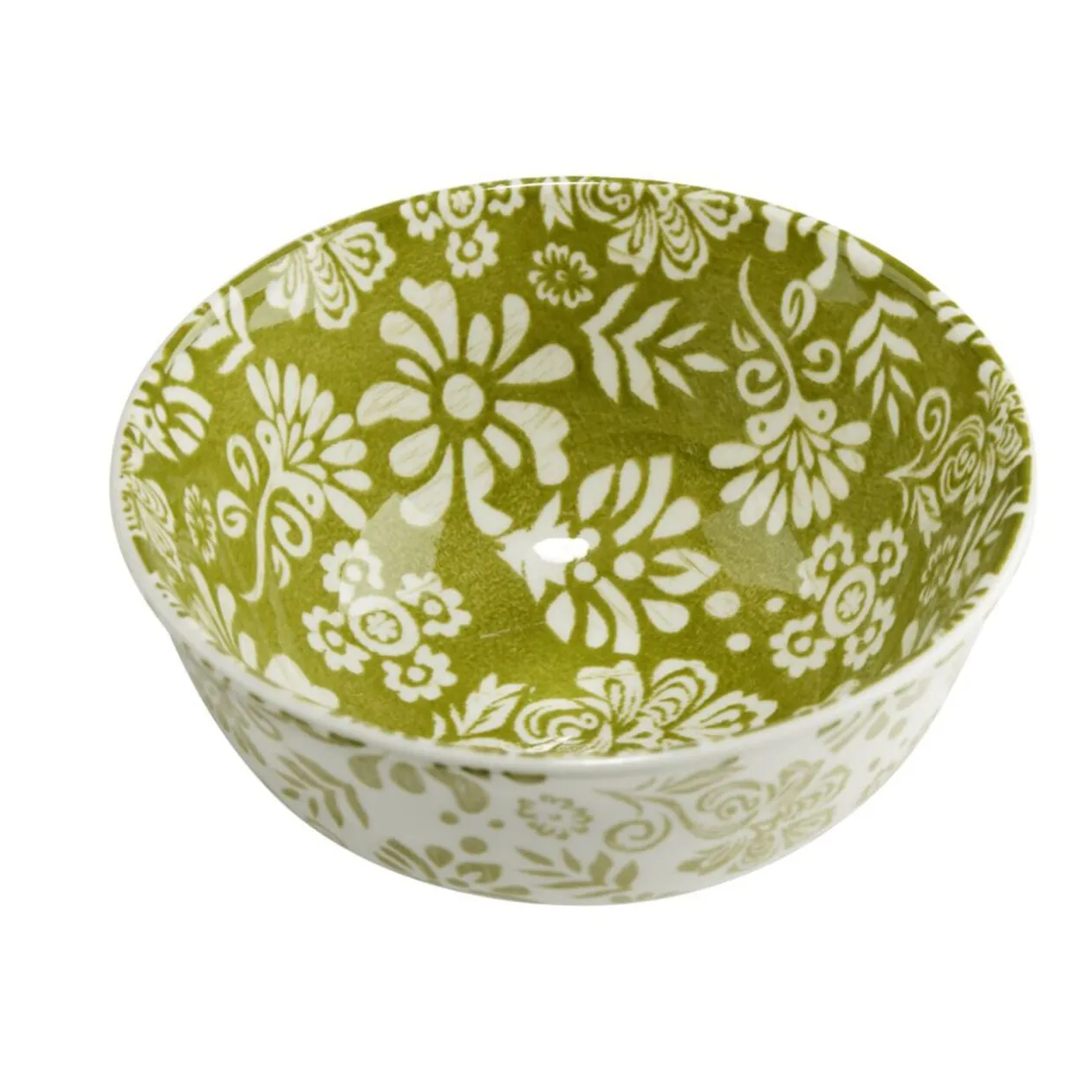 Bol Indie porcelaine motif floral bicolore Ø14xH6,5cm (3 modèles)
