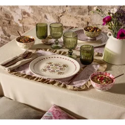 Bol Indie porcelaine motif floral bicolore Ø14xH6,5cm (3 modèles)