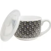 Bol jumbo couvercle transparent motif ethnique noir et jaune Ø12.5xH9cm < Gifi Hot