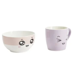 Bol 500ml avec mug 300ml kawaii porcelaine rose et violet < Gifi New