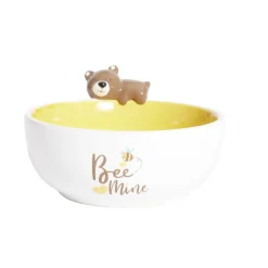 Bol ours dolomite blanc et jaune Ø14,5cm