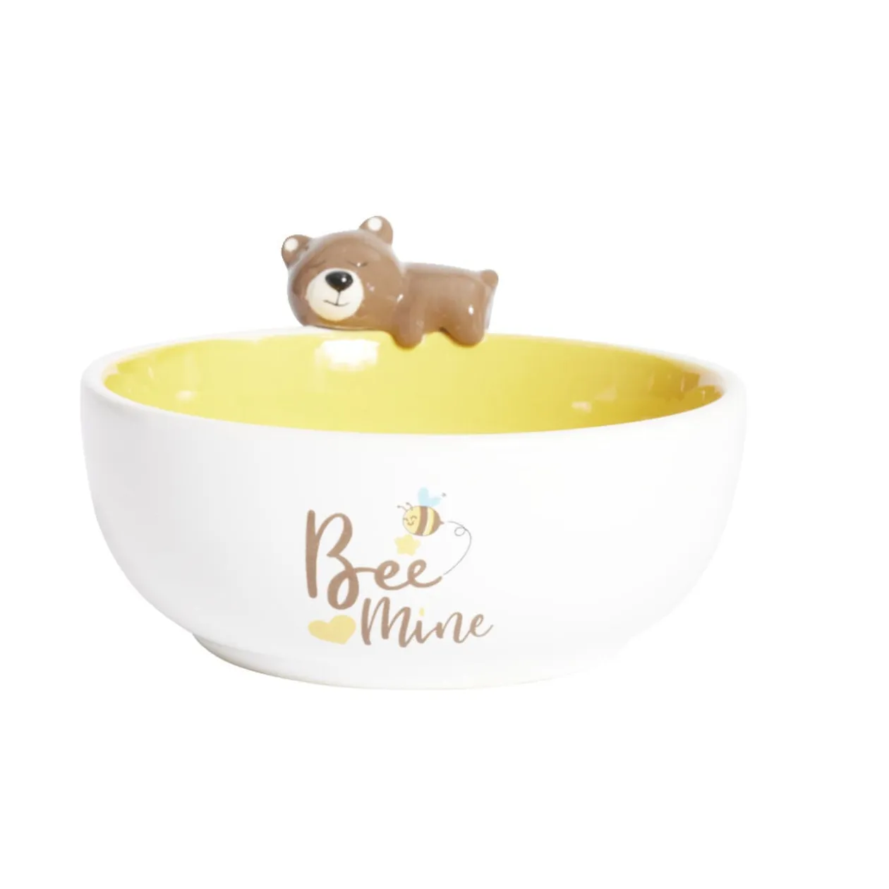 Bol ours dolomite blanc et jaune Ø14,5cm