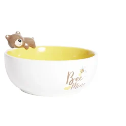Bol ours dolomite blanc et jaune Ø14,5cm