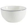 Bol porcelaine blanc liseré gris Ø15xH7cm