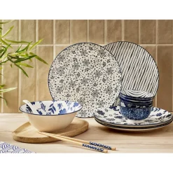 Bol x3 motif floral blanc et bleu Ø11,5xH5,7cm < Gifi Clearance
