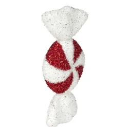 Bonbon de Noël géant brillant rouge et blanc à suspendre L25cm (2 modèles)