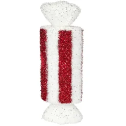 Bonbon de Noël géant brillant rouge et blanc à suspendre L25cm (2 modèles)