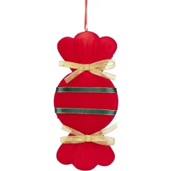 Bonbon de Noël rouge brillant à suspendre H30cm (2 modèles)