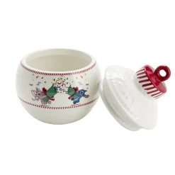 Bonbonnière boule de Noël Disney Stitch céramique blanc et rouge Ø15,5xH19cm