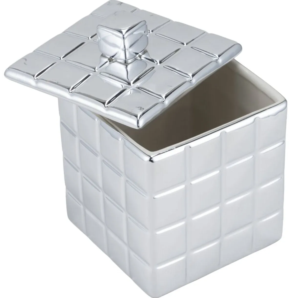 Bonbonnière carré rétro céramique chromé 11x11x14cm < Gifi Clearance