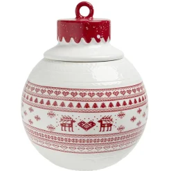 Bonbonnière en céramique décor Noël rouge blanc (2 modèles) < Gifi Clearance