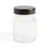 Bonbonnière en verre 300ml couvercle métal noir < Gifi New