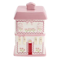 Bonbonnière forme maison dolomite rose 15x15xH24cm