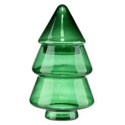 Bonbonnière forme sapin verre L13X13XH23 cm vert