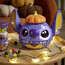 Bonbonnière Halloween Disney Stitch dolomite bleue et orange Ø20xH21cm < Gifi Best