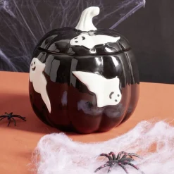 Bonbonnière Halloween 1L citrouille noire fantômes blancs Ø13,5xH15,8cm < Gifi New