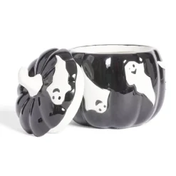 Bonbonnière Halloween 1L citrouille noire fantômes blancs Ø13,5xH15,8cm < Gifi New