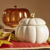 Bonbonnière porcelaine blanc Halloween forme citrouille Ø18cm < Gifi