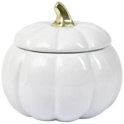 Bonbonnière porcelaine blanc Halloween forme citrouille Ø18cm < Gifi