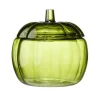 Bonbonnière verre forme citrouille Ø18xH18cm (2 modèles vert ou orange)