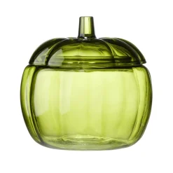 Bonbonnière verre forme citrouille Ø18xH18cm (2 modèles vert ou orange)