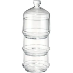 Bonbonnière x3 empilable en verre transparent Ø9,5xH29cm