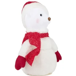 Bonhomme de neige ours décoratif animé musical H25cm