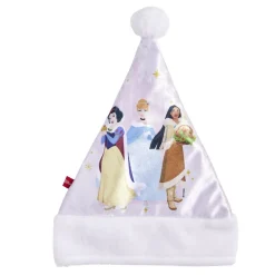 Bonnet de Noël Princesses Disney rose et blanc 26xH34cm